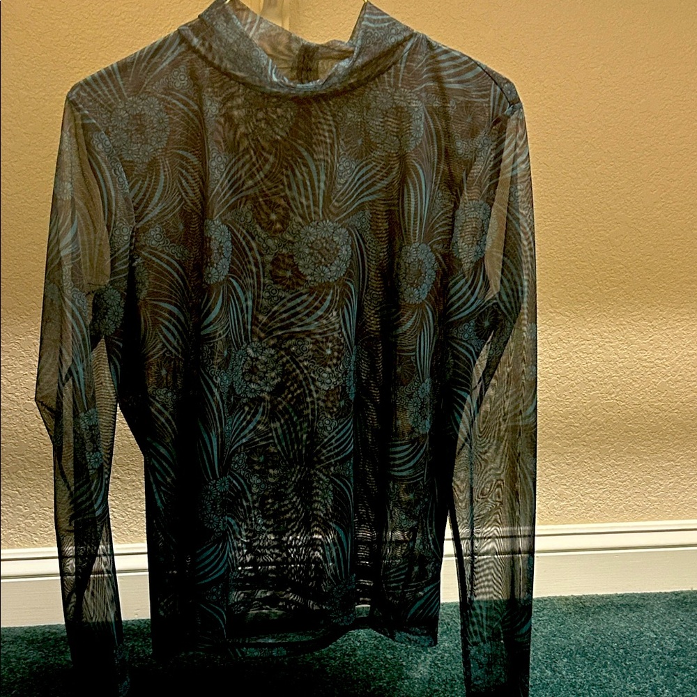 Women’s Sheer Patterned Sweater - Dark green